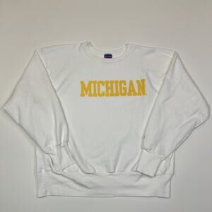 Champion Reverse Weave Michigan Wolverines Sweatshirt Men’s 2XL White Crewneck